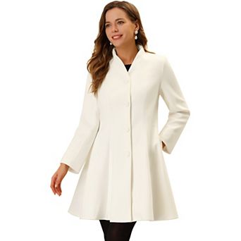Women's Winter A-Line Long Sleeve Single Breasted Peplum Hem Long Coat