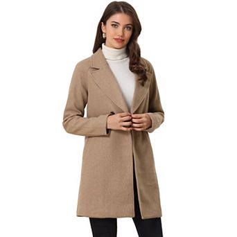 Women's Double Breasted Lapel Raglan Long Sleeve Mid Length Overcoat