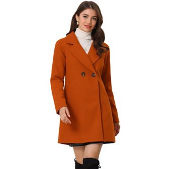 Women's Double Breasted Lapel Raglan Long Sleeve Mid Length Overcoat