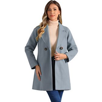 Women's Double Breasted Lapel Raglan Long Sleeve Mid Length Overcoat