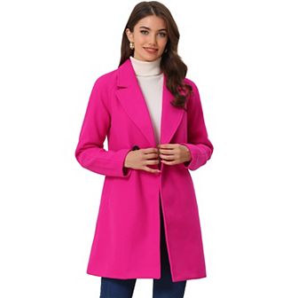 Women's Double Breasted Lapel Raglan Long Sleeve Mid Length Overcoat