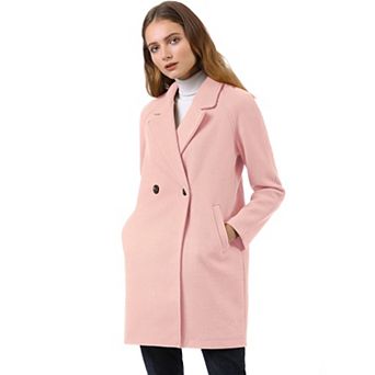 Women's Double Breasted Lapel Raglan Long Sleeve Mid Length Overcoat