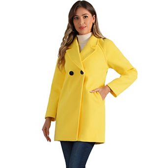 Women's Double Breasted Lapel Raglan Long Sleeve Mid Length Overcoat