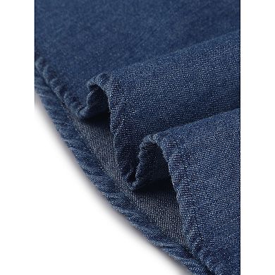 Women's Long Sleeves Above Knee Denim Shirt Dress with Belt