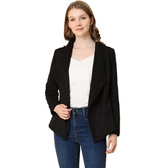 Women's Faux Suede Drape Collar Long Sleeves Open Front Cardigan