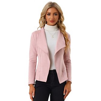 Women's Faux Suede Drape Collar Long Sleeves Open Front Cardigan