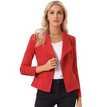 Women's Faux Suede Drape Collar Long Sleeves Open Front Cardigan