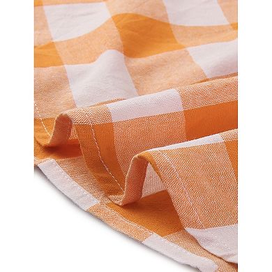 Women's V Neck Check Ruffled Sleeve Belted Plaids Mini Dress