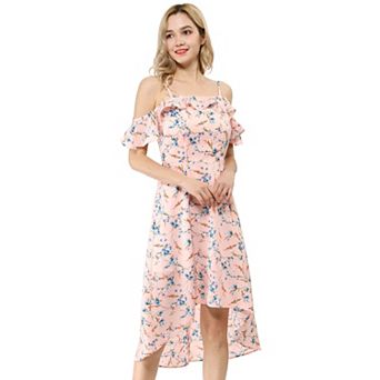 Women's Spaghatti Straps Ruffled a-Line Midi Floral Dresses