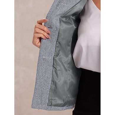 Women's Contrast Turn Down Collar Pocket Single Breasted Winter Peacoat
