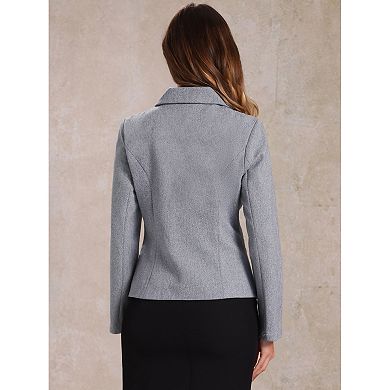Women's Contrast Turn Down Collar Pocket Single Breasted Winter Peacoat