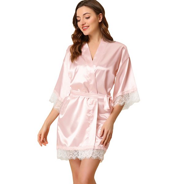 Women's Satin Robe Kimono Wedding Party Loungewear Bathrobe
