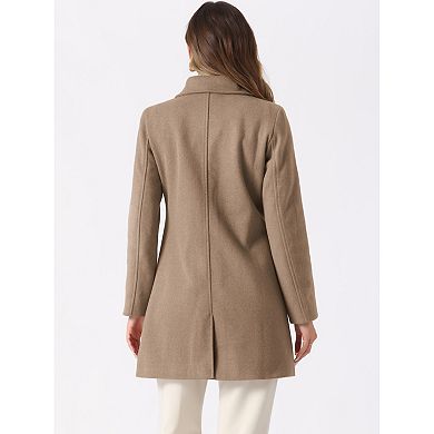 Women's Turn Down Collar Single Breasted Winter Mid Length Overcoat