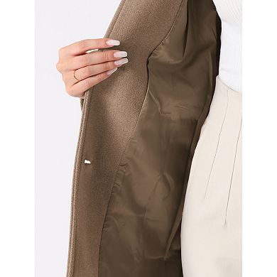 Women's Turn Down Collar Single Breasted Winter Mid Length Overcoat
