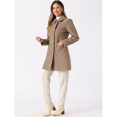 Women's Turn Down Collar Single Breasted Winter Mid Length Overcoat