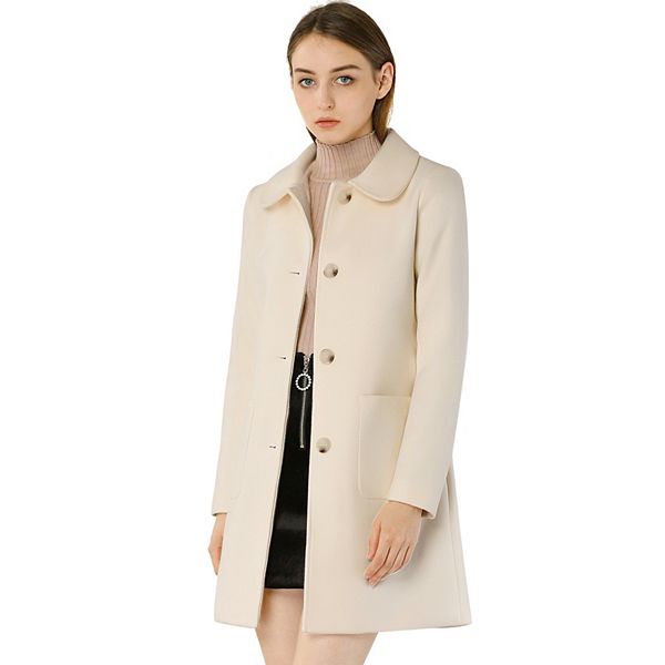 Women's Turn Down Collar Single Breasted Winter Mid Length Overcoat