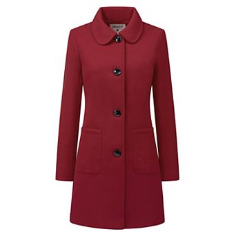 Women's Turn Down Collar Single Breasted Winter Mid Length Overcoat