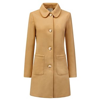 Women's Turn Down Collar Single Breasted Winter Mid Length Overcoat