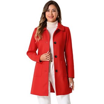 Women's Turn Down Collar Single Breasted Winter Mid Length Overcoat