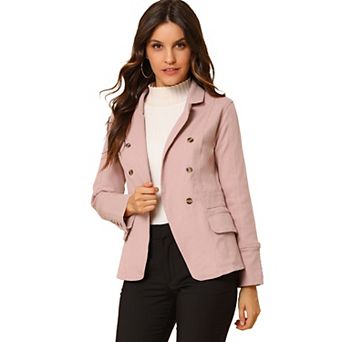 Women's Notched Lapel Long Sleeve Button Denim Jacket With Pockets