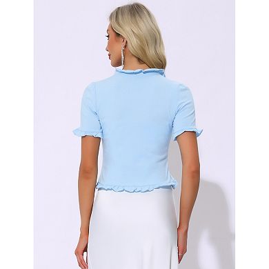 Cropped Cardigan for Women's Open Front Ruffle Knit Shrugs