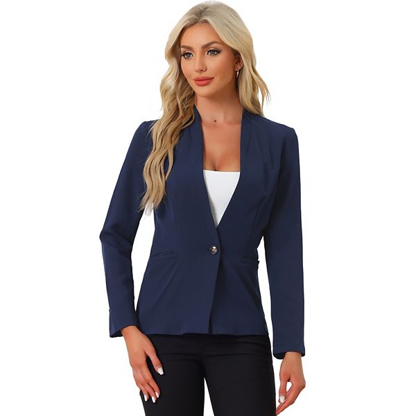 Long Sleeve Loose Button Stand Collar Cotton Blend Jacket main image 1
