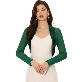 Women's Elegant Bolero Shrugs Open Front Solid Crop Cardigan
