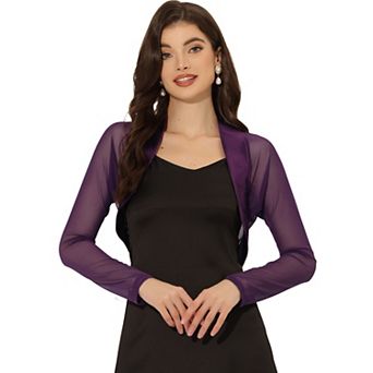 Women's Elegant Bolero Shrugs Open Front Solid Crop Cardigan