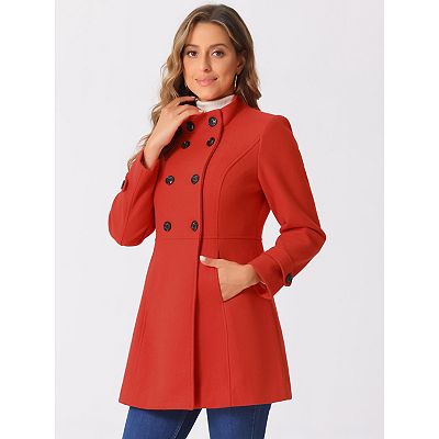 Women's Stand Collar Long Sleeves Double Breasted Trendy