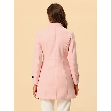 Women's Stand Collar Long Sleeves Double Breasted Trendy Winter Coat