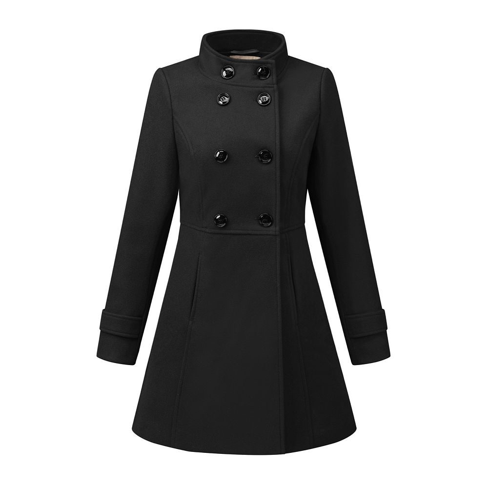 Women's Stand Collar Long Sleeves Double Breasted Trendy Winter Coat