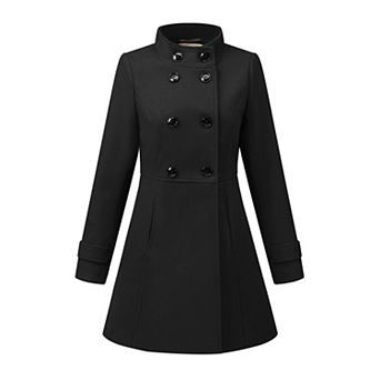 Women's Stand Collar Long Sleeves Double Breasted Trendy Winter Coat