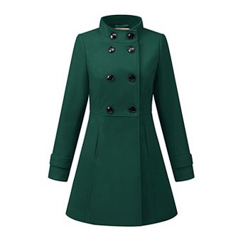 Women's Stand Collar Long Sleeves Double Breasted Trendy Winter Coat