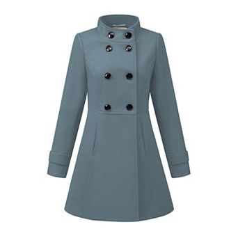 Women's Stand Collar Long Sleeves Double Breasted Trendy Winter Coat