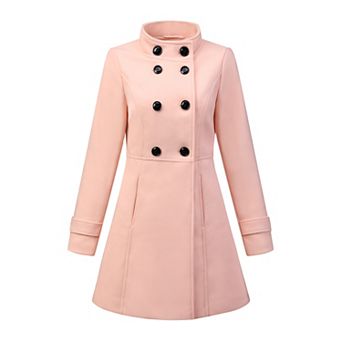 Women's Stand Collar Long Sleeves Double Breasted Trendy Winter Coat