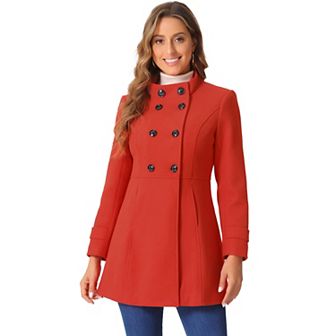 Women's Stand Collar Long Sleeves Double Breasted Trendy Winter Coat