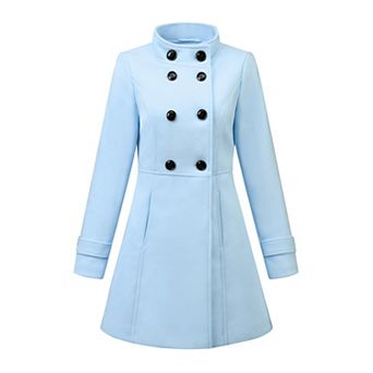 Women's Stand Collar Long Sleeves Double Breasted Trendy Winter Coat