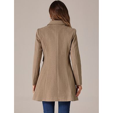 Women's Vintage Lapel Collared Overcoat Single Breasted Mid-Long Winter Coat