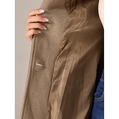 Women's Vintage Lapel Collared Overcoat Single Breasted Mid-Long Winter Coat