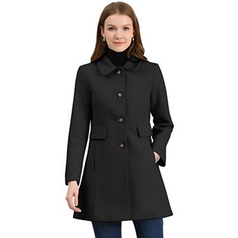 Women's Vintage Lapel Collared Overcoat Single Breasted Mid-Long Winter Coat
