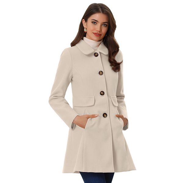 Women's Vintage Lapel Collared Overcoat Single Breasted Mid-long Winter ...