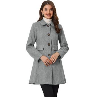 Women's Vintage Lapel Collared Overcoat Single Breasted Mid-long Winter Coat