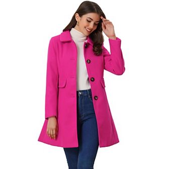 Women's Vintage Lapel Collared Overcoat Single Breasted Mid-Long Winter Coat