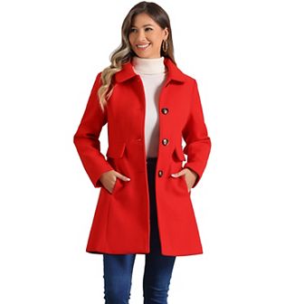 Women's Vintage Lapel Collared Overcoat Single Breasted Mid-Long Winter Coat
