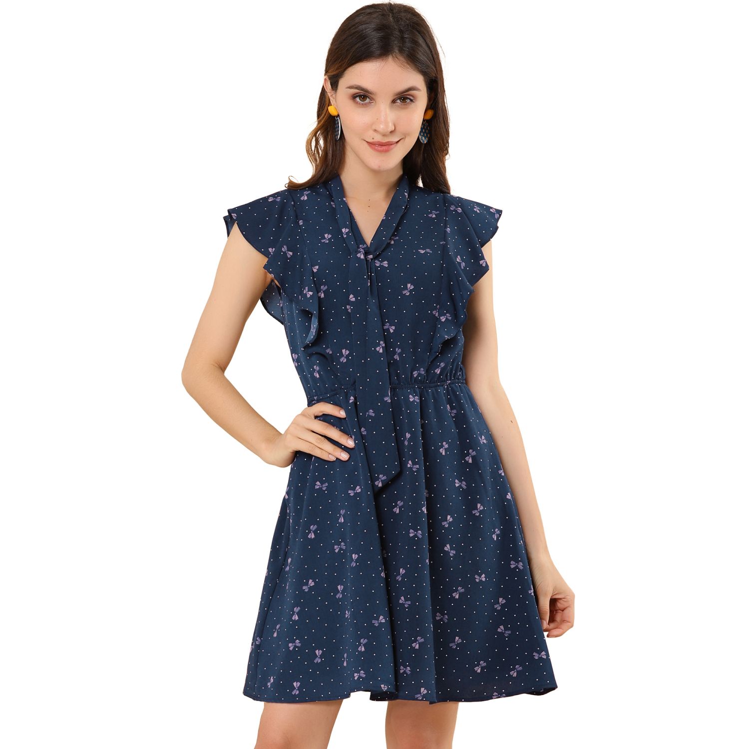 Best Deal for Summer Polka Dot Printed Panel Contrast Women's V