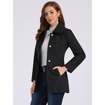 Women's Turn-Down Collar Single Breasted Outwear Winter Coat with
