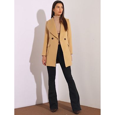 Women's Elegant Shawl Collar Lapel Belted Long Trenchcoat