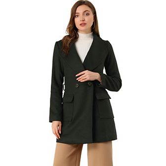 Women's Elegant Shawl Collar Lapel Belted Long Trenchcoat