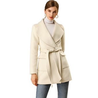 Women's Elegant Shawl Collar Lapel Belted Long Trenchcoat