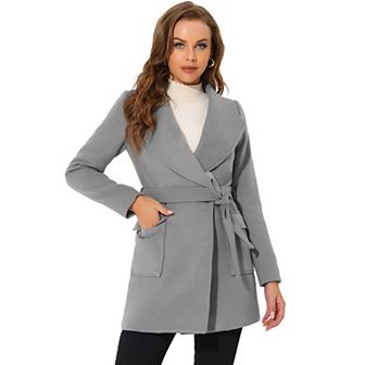 Women's Elegant Shawl Collar Lapel Belted Long Trenchcoat